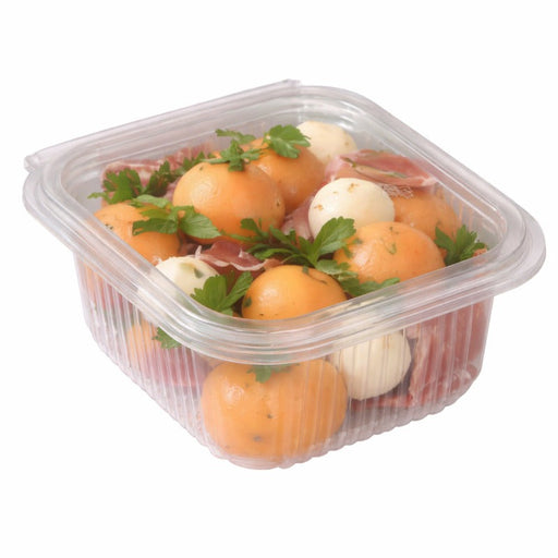 Envase rectangular PLA transparente con tapa bisagra 500ml 153x125mm A56mm - 600Uds