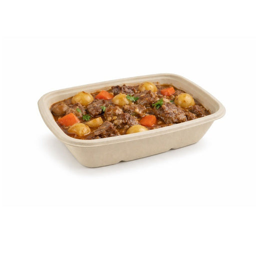 Bandeja rectangular de fibra de caña de azúcar marrón 1000ml 215x158mm A50mm - 300Uds