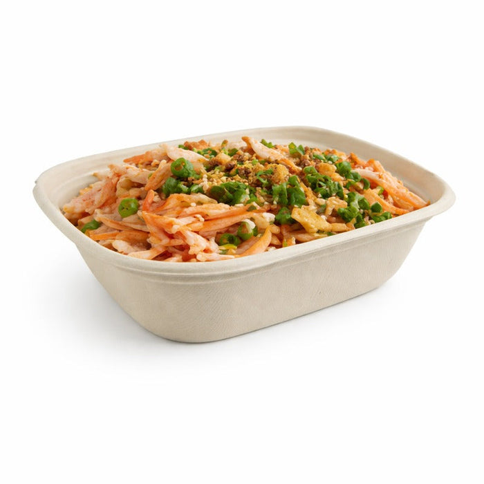Bandeja rectangular de fibra de caña de azúcar marrón 850ml 220x170mm A27mm - 300Uds