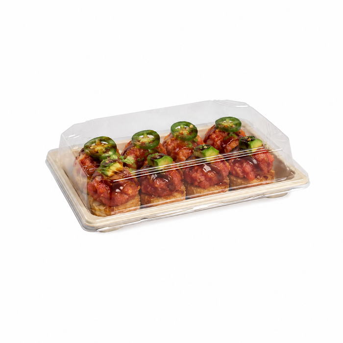 Tapa PET transparente para bandeja pulpa 165x230mm A46mm - 250Uds