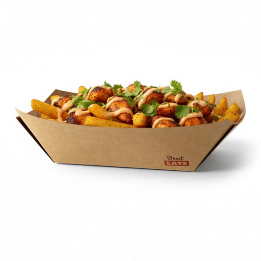 Bandeja kraft antigrasa con PE 400ml 170x125mm A35mm - 1000Uds