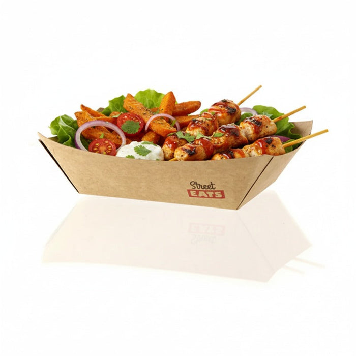 Bandeja kraft antigrasa con PE 1200ml 245x165mm A50mm - 500Uds
