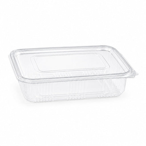 Ensaladera con tapa bisagra rectangular transparente PET 1350ml 230x175mm A55mm - 300Uds