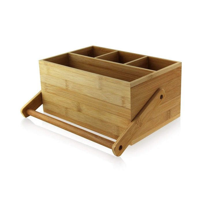 Soporte cubiertos de bambu 4 compartimentos , asa 142mm 226x148mm A107mm - 2Uds