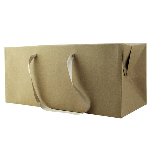 Bolsa caja de cartón kraft con asas de tela 300x200mm A170mm - 50Uds