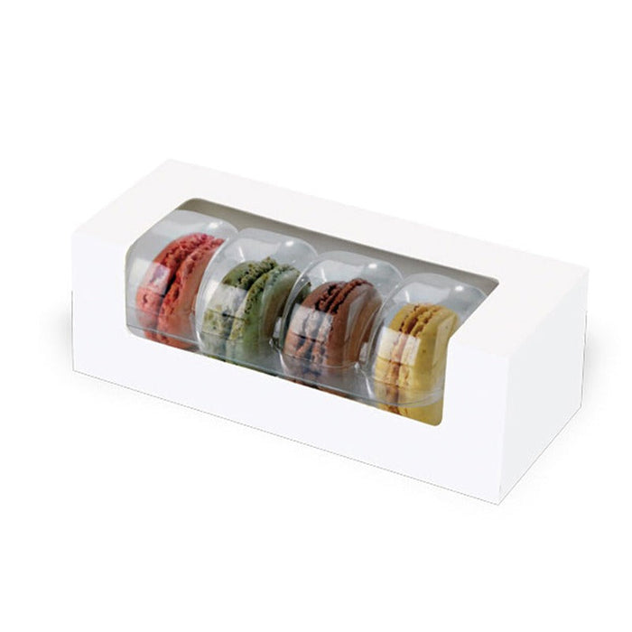 Caja de cartón blanco con ventana para pasteles o macaron 150x60mm A50mm - 250Uds