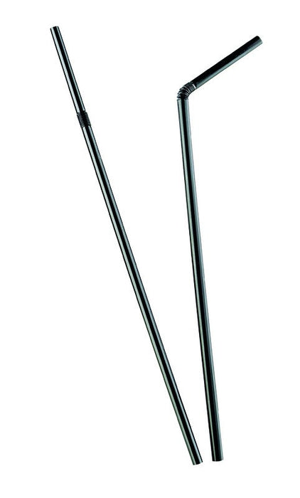 Pajita flexible negra A240mm - 10000Uds
