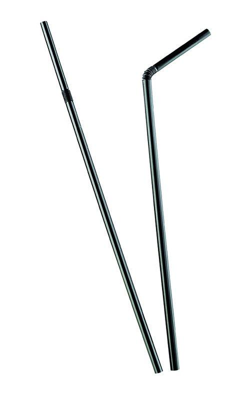 Pajita flexible negra A240mm - 10000Uds
