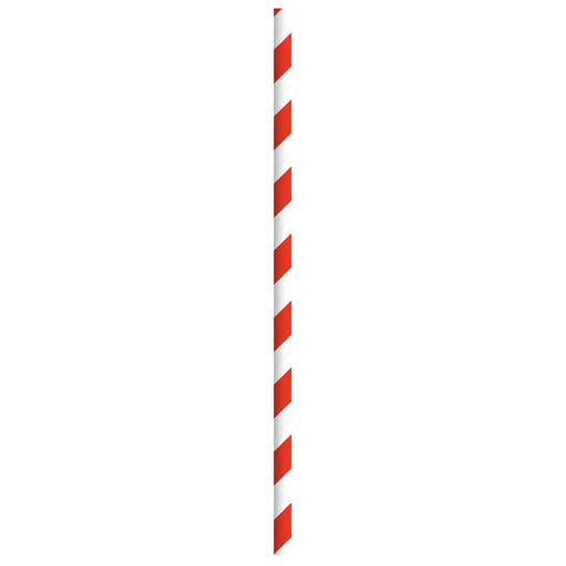 Pajita de papel rojo/blanco enfundada individualmente A197mm - 3000Uds