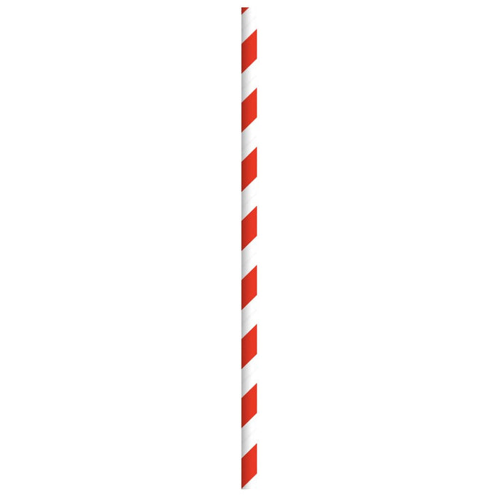 Pajita de papel rojo/blanco enfundada individualmente A197mm - 3000Uds