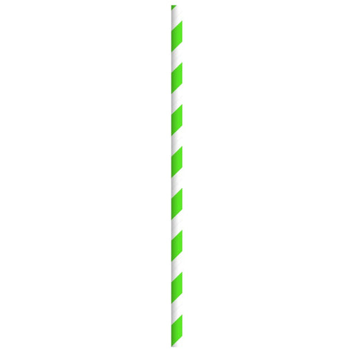 Pajita de papel verde/blanco enfundada individualmente A197mm - 3000Uds