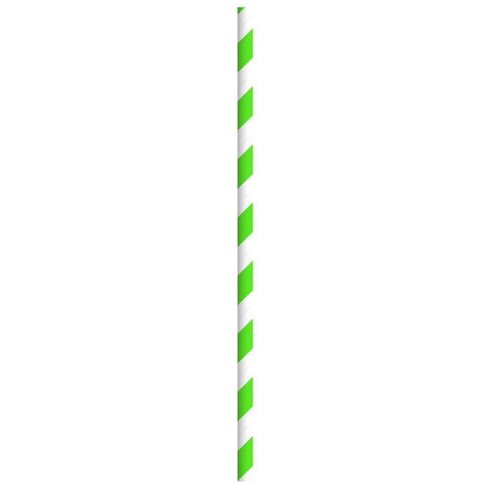 Pajita de papel verde/blanco enfundada individualmente A197mm - 3000Uds