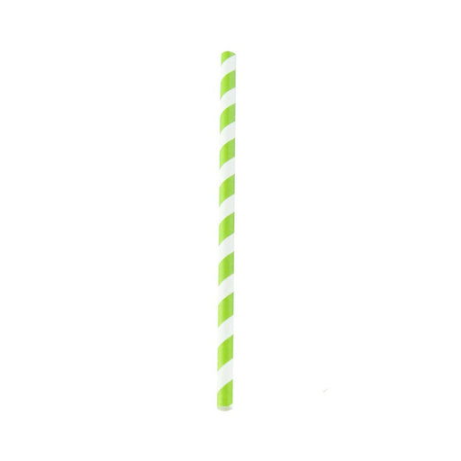 Pajita de papel verde lima/blanco para batidos A197mm - 3000Uds