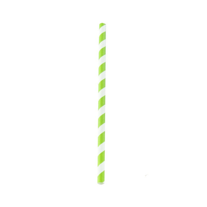 Pajita de papel verde lima/blanco para batidos A197mm - 3000Uds