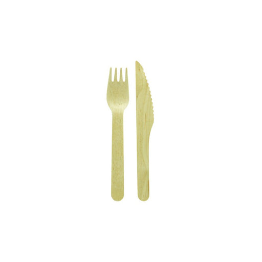 Kit 2/1 Cuchillo y tenedor de madera A165mm - 250Uds