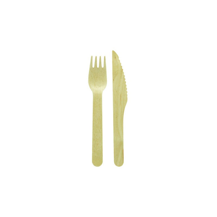 Kit 2/1 Cuchillo y tenedor de madera A165mm - 250Uds