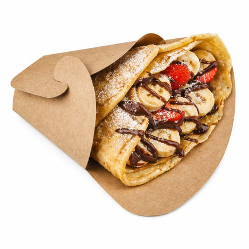 Funda para crepe tipo mariposa de cartón marrón 145x65mm A185mm - 1000Uds