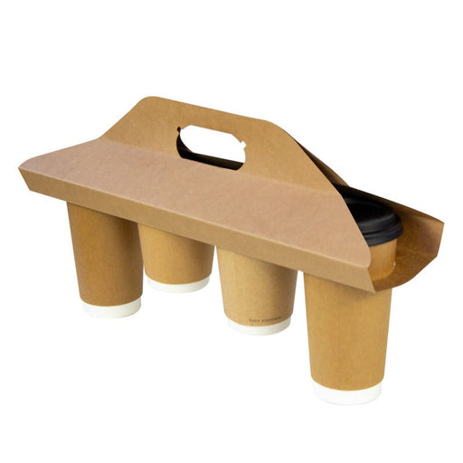 Portavasos Kraft - 4 compartimentos 380x420mm - 250Uds