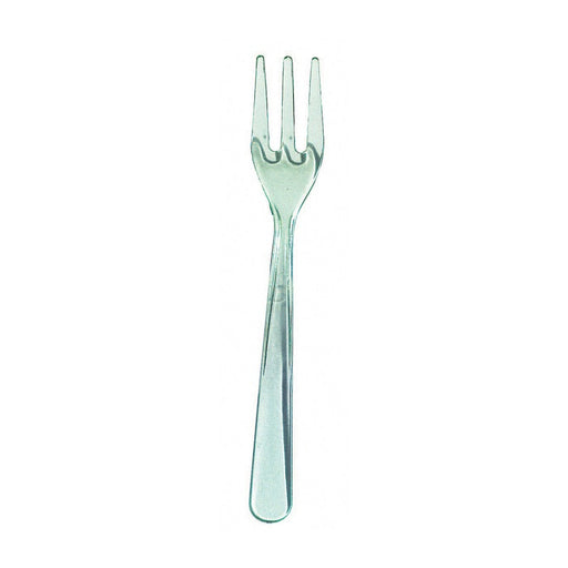 Mini Tenedor de plástico verde transparente 95mm - 1000Uds