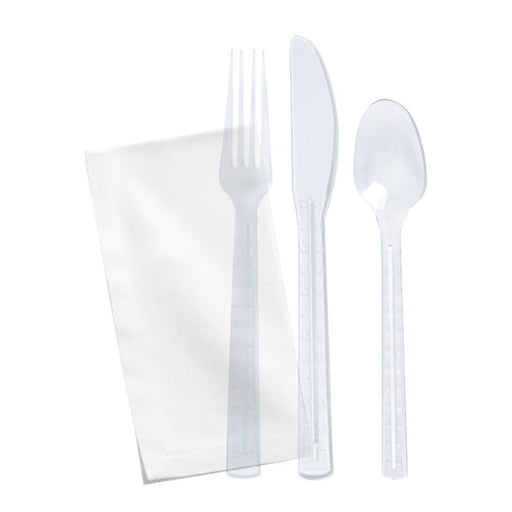 Kit 6/1 cubiertos First class transparente 200x50mm - 250Uds