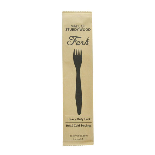 Tenedor de madera HERCULES con funda en papel kraft A185mm - 500Uds