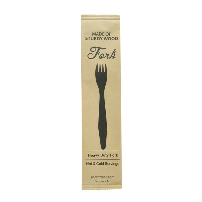 Tenedor de madera HERCULES con funda en papel kraft A185mm - 500Uds