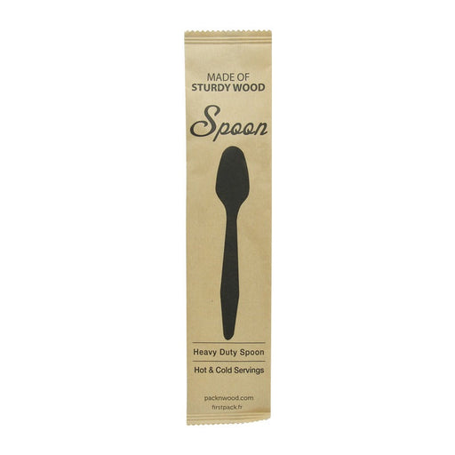 Cuchara de madera HERCULES, con funda en papel kraft A185mm - 500Uds