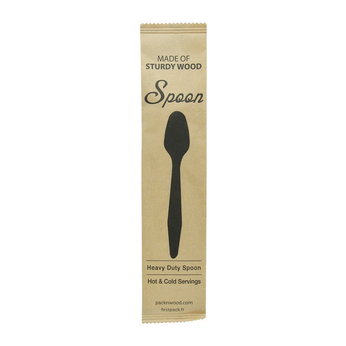 Cuchara de madera HERCULES, con funda en papel kraft A185mm - 500Uds