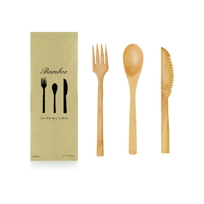 Kit 3/1 cubiertos de Bambu Envueltos en Kraft A160mm - 250Uds