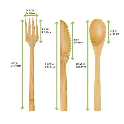 Kit 3/1 cubiertos de Bambu Envueltos en Kraft A160mm - 250Uds