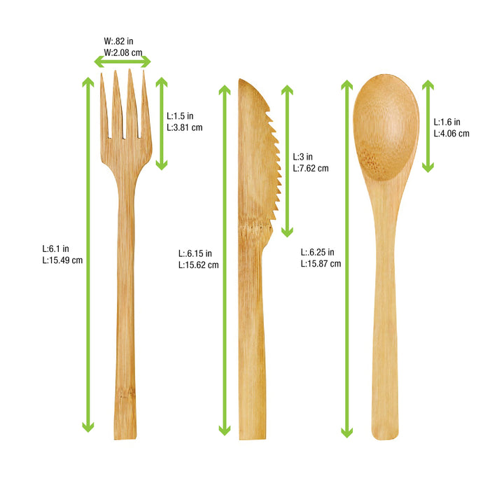Kit 3/1 cubiertos de Bambu Envueltos en Kraft A160mm - 250Uds