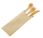Kit 4/1 cubierto Bambú: Cuchillo, tenedor, cuchara y servilleta, envoltorio kraft A160mm - 250Uds
