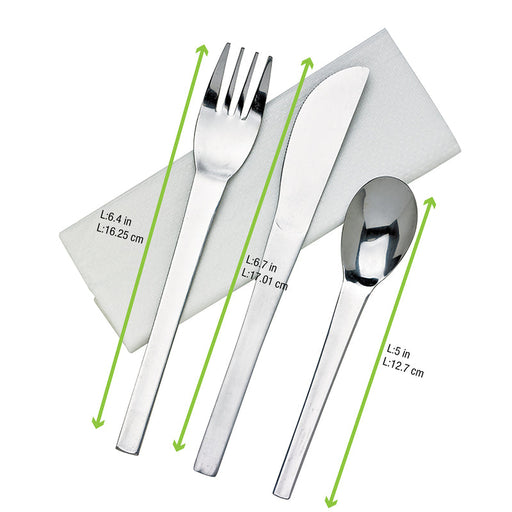 Kit 3/1 cubiertos inox: Cuchillo, tenedor, cuchara A160mm - 50Uds
