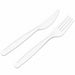 Kit 2/1 cubiertos blancos en CPLA 2/1: Cuchillo y tenedor, envoltorio biodegradabile A180mm - 250Uds