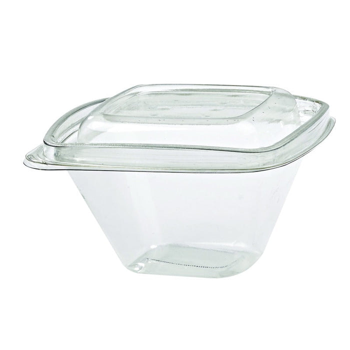 Envase Deli PET cuadrado transparente con tapa 375ml 128x128mm A70mm - 100Uds