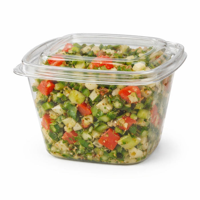 Envase Deli PET cuadrado transparente con tapa 500ml 128x128mm A85mm - 100Uds
