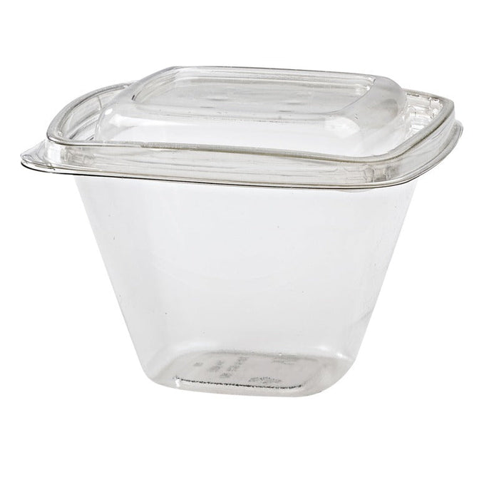 Envase Deli PET cuadrado transparente con tapa 500ml 128x128mm A85mm - 100Uds
