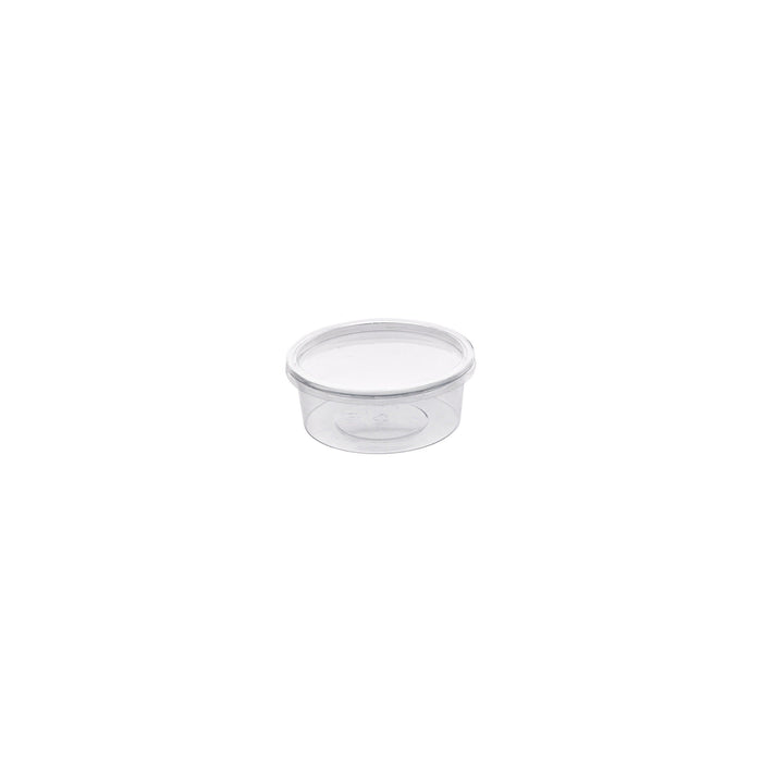 Tarrina Deli PET redonda transparente con tapa plana 200ml Ø100mm A38mm - 500Uds