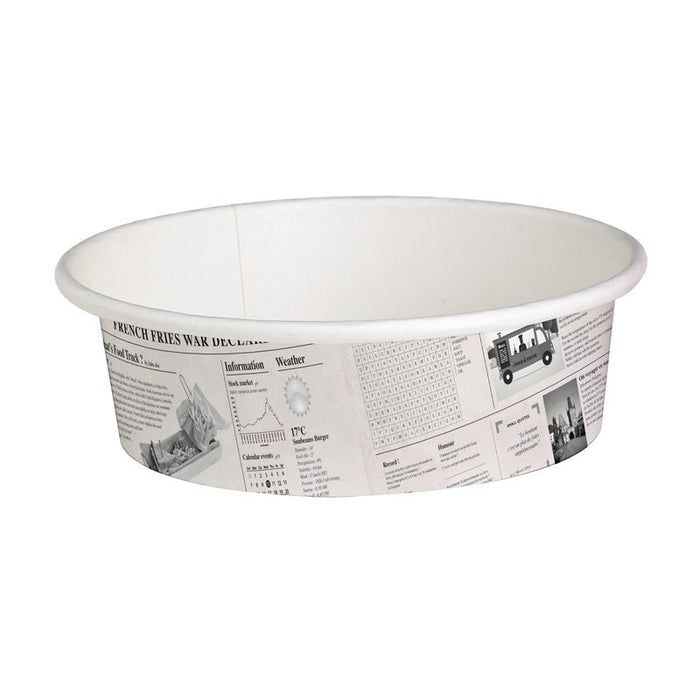 Tarrinas Deli redonda de cartón diseño News 360ml Ø114mm A54mm - 500Uds