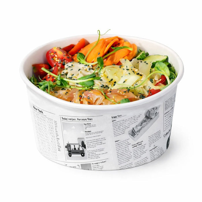 Tarrinas Deli redonda de cartón diseño News 600ml Ø114mm A87mm - 500Uds