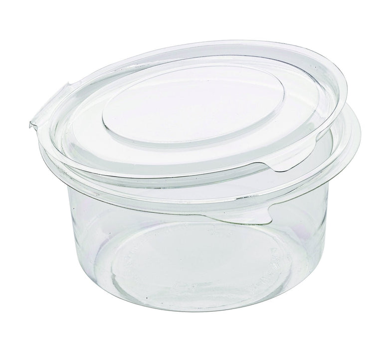 Tarrina Deli PET redonda transparente con tapa bisagra 400ml Ø115mm A60mm - 600Uds