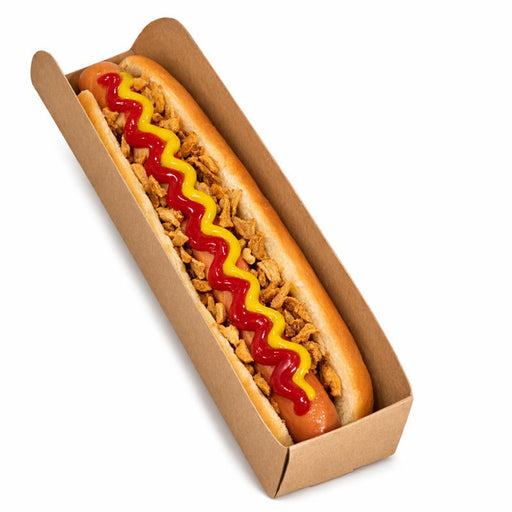 Soporte de cartón kraft para Hot Dog 250x55mm A32mm - 1000Uds