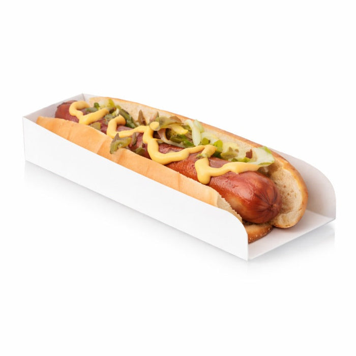 Soporte de cartón blanco de Hot Dog 250x55mm A35mm - 1000Uds