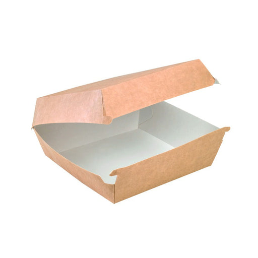 Caja de cartón kraft para hamburguesas 190x180mm A75mm - 400Uds