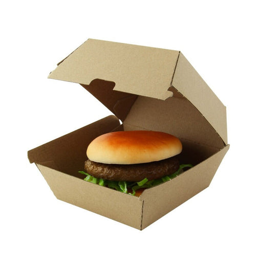 Caja de cartón kraft para hamburguesas microcanal 145x130mm A78mm - 500Uds