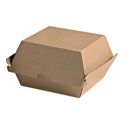 Caja de cartón kraft para hamburguesas microcanal 145x130mm A78mm - 500Uds