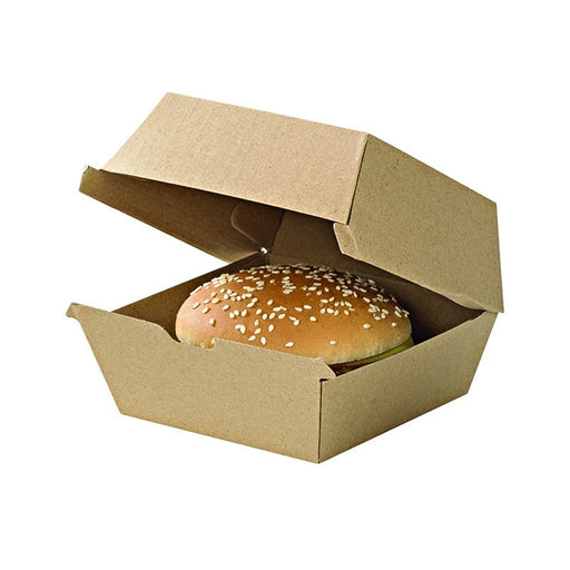 Caja de cartón kraft para hamburguesas microcanal 178x155mm A80mm - 250Uds