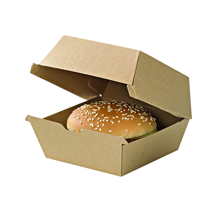 Caja de cartón kraft para hamburguesas microcanal 178x155mm A80mm - 250Uds