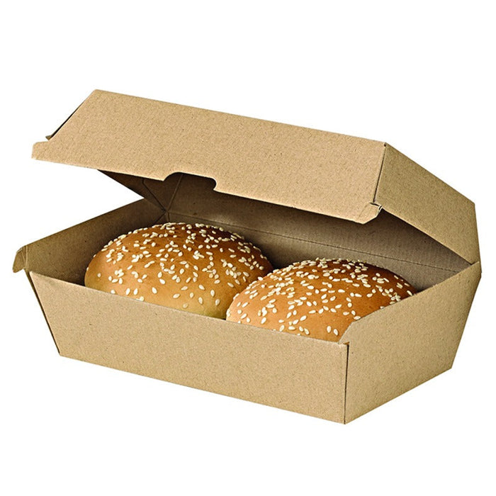Caja de cartón kraft para hamburguesas microcanal 225x125mm A82mm - 200Uds