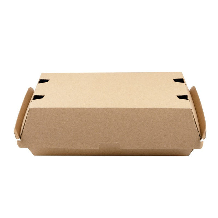 Caja de cartón kraft para hamburguesas microcanal 225x125mm A82mm - 200Uds